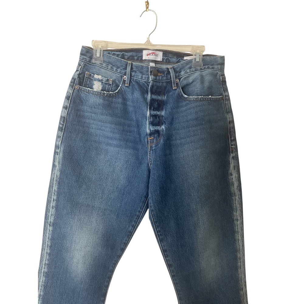 Frame Le Original High Rise Straight Distressed Jeans Medium Wash‎ Blue 29